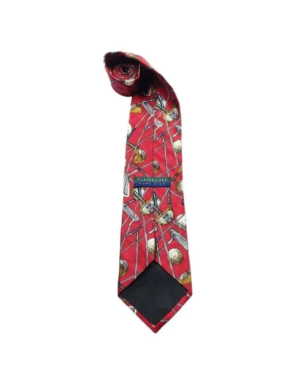 Claybrooke Red Golf Clubs Silk Tie